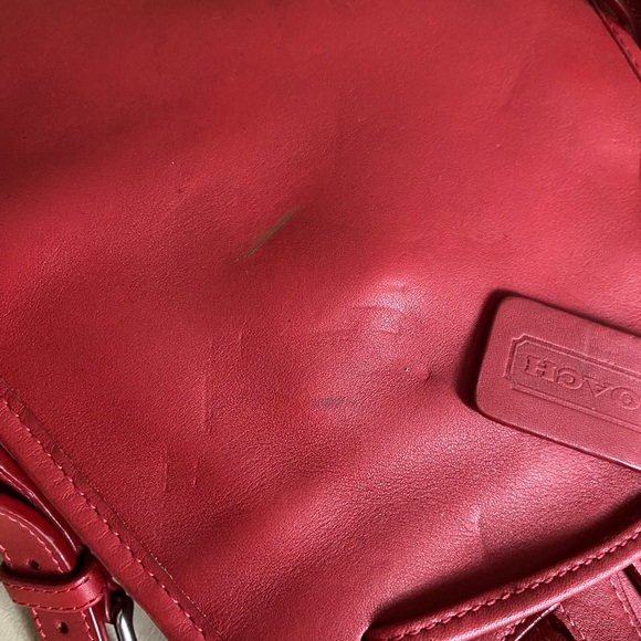 Authentic Coach RED Leather Turnlock Daypack Backpack Bag Nickel Hardware - Picture 13 of 16